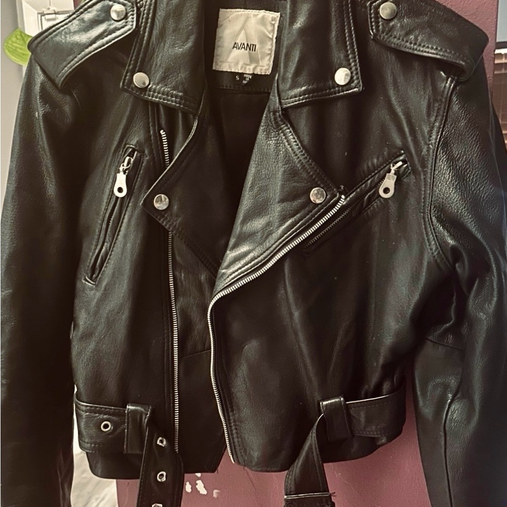 Avanti Black Leather Biker Jacket